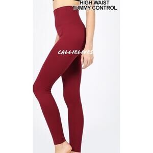 S/M Miz Seamless High Waist Burgundy Wine Leggings Small Medium Callie Zenana